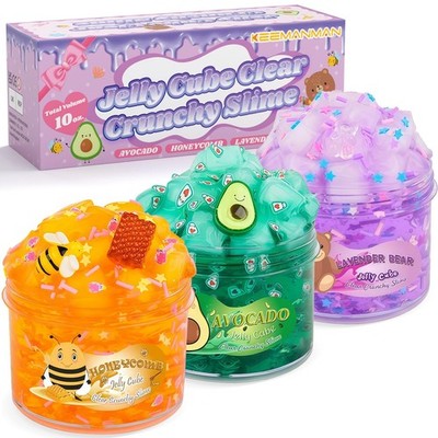 Schleim Set - 3er Pack Jelly Cube Clear Crunchy mit Medium, Wabe 
