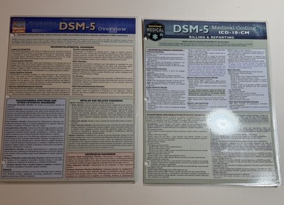 QuickStudy DSM-5 ICD-10 Coding Lot Psych Study Guides Laminated 2pc