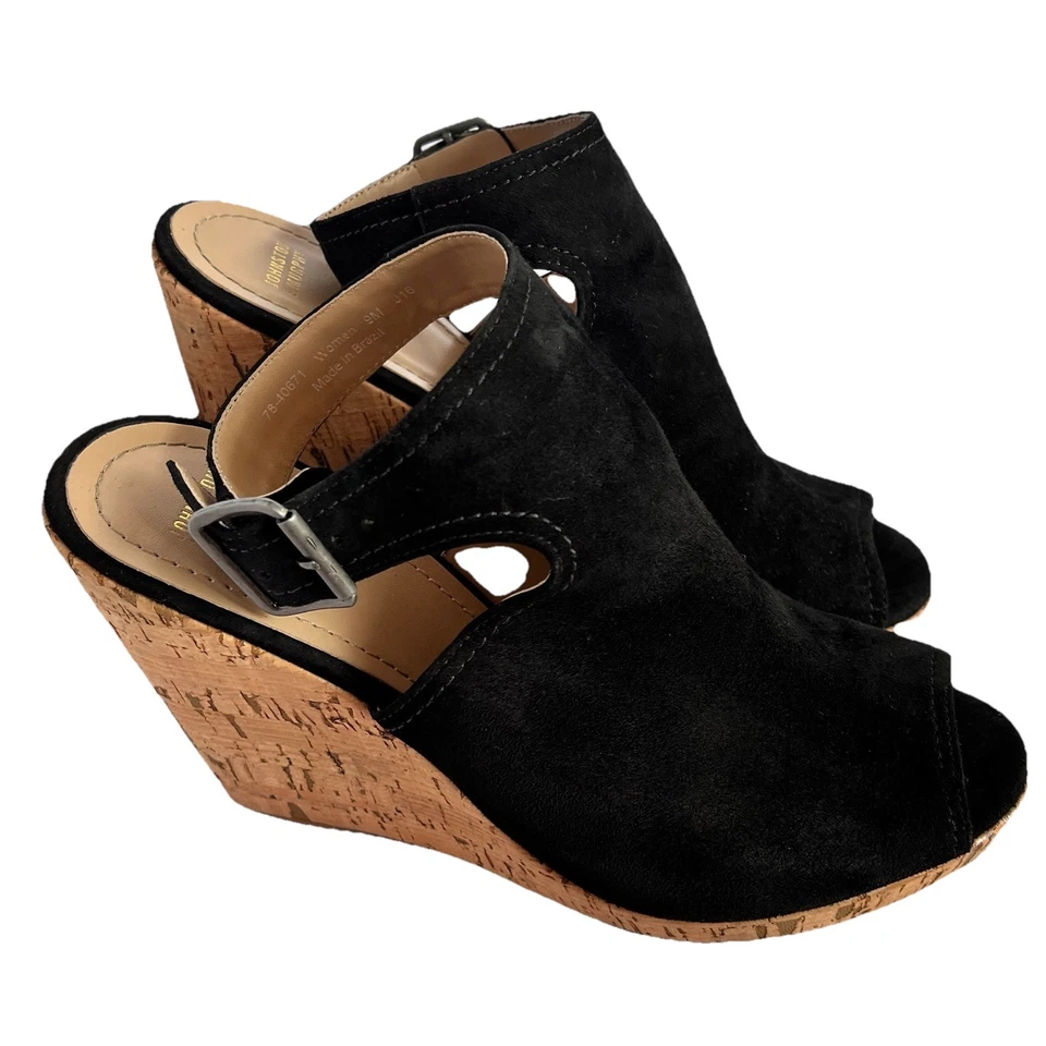 Johnston & Murphy Mujer Negro Gamuza Cordones Talla 9 Corcho Cuña Brasil Antideslizante Foto 2 de 4