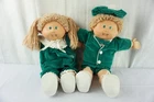 Cabbage Patch Doll Twins Boy Girl Green Velvet Outfit Tan Hair Green Eyes