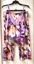 Linea Donatella Women's 2-Pc. Cropped Knit Pajamas Set - Purple Size Large