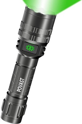 PVL2 Zoomable Green Light Rechargeable Led Flashlight, 1200 lumens Outdoor Brigh
