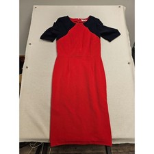 Boden Red Navy Colorblock Ottoman Rib Knit Sheath Dress Short Sleeve Size US 10R