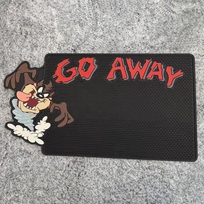 VINTAGE / Super Rare - 1997 Looney Tunes Taz GO AWAY Side Graphic Rubber Doormat