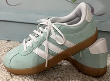 Adidas VL Court 3.0 Sneakers Shoe Youth Size 5, Womens Size 6 Light Green Unisex