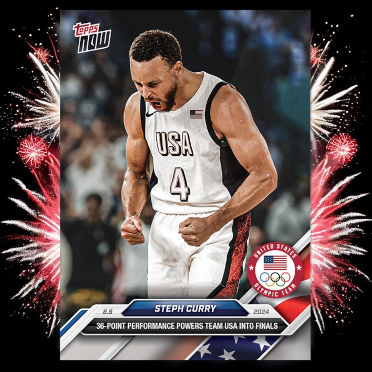 2024 Topps NOW Olympics Card # 22 Team USA Steph Curry