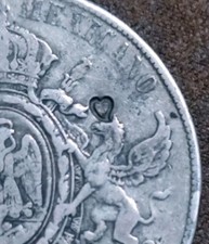 Mexico 1866 Peso HEART COUNTERMARK Very Rare Maximiliano