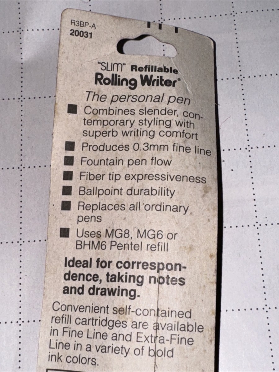 PENTEL R3 Slim Rolling Writer Rollerball Pen Anodized PENTEL R3 Slim Rolling Writer Rollerball Pen Anodized