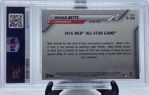 2020 Topps Chrome Update Sapphire Edition Mookie Betts #U-268 PSA 10 Gem Mint - Picture 2 of 3