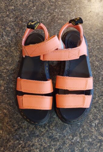 Dr Martens Womens Girls Size 3 Klaire Leather Platform Sandals Straps Coral New