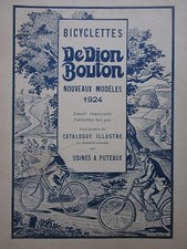 6/1924 PUB BICYCLETTE DE DION BOUTON PUTEAUX VELO BIKE MODELE 1924 ORIGINAL AD