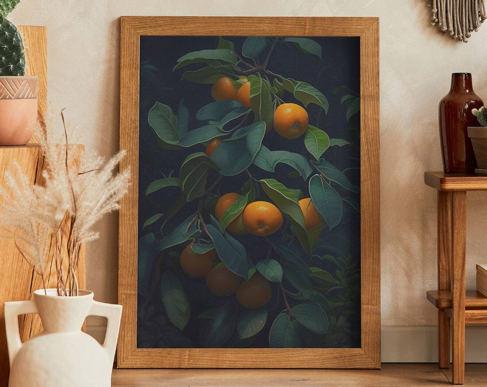 Orange Tree Painting Nature Botanic Print Artwork Print At Home Wall Art Wall