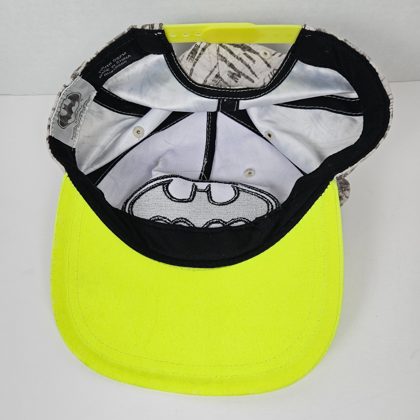 Batman Youth Grey Neon Green Cap Hat Baseball DC Comics  Dark Knight Superhero