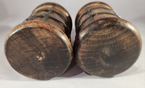 Elegant Expressions Holz & gehämmertes Metall Kerzenhalter rund 5,5" EUC - Bild 4 von 6