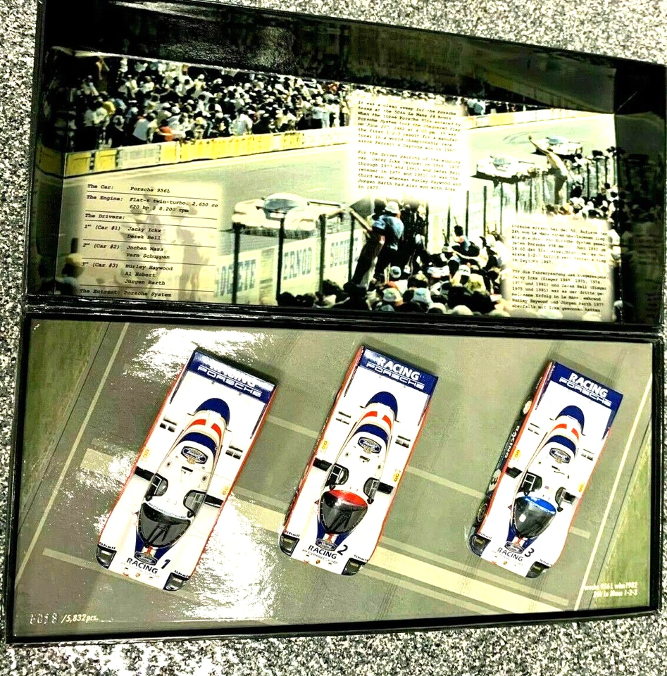 Minichamps Juego de 3 coches de carreras Porsche 956L gana Lemans 1982 1-2-3 Ickx Bell Mass Bart Foto 3 de 4