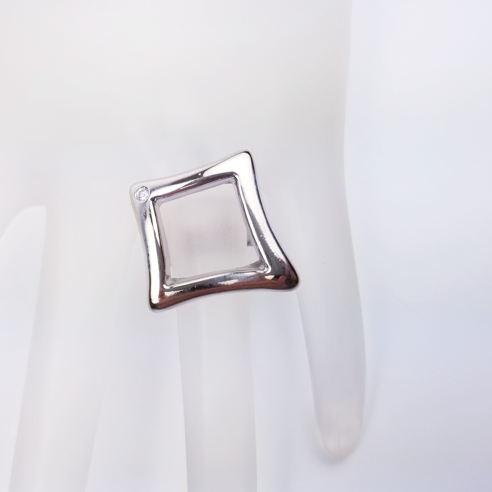 Geometrical Freeform Statement Ring 18K White Gol… - image 8