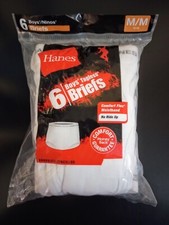New Hanes 6 Pack MEDIUM 10-12 Boys Cool Comfort Soft Briefs White Underwear