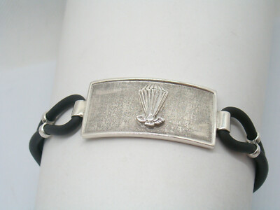 Cozzi Gioielli Armband Silber 925 und Kautschuk Fallschirmspringer-Abzeichen