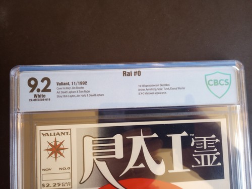 Rai #0 Vailiant 1992 Cbcs 9.2 WP - 1st Full App. Bloodshot - Picture 2 of 3