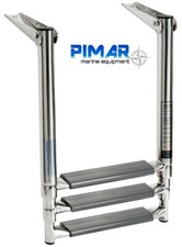 SCALETTA INOX RIBALTABILE TELESCOPICA 3 GRADINI CM.89X30 PER GOMMONE BARCA