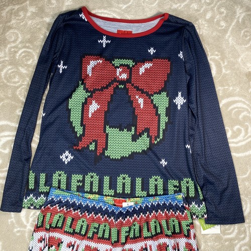 NEW W/TAGS Christmas Pajamas Medium Candy Cane Wreath Tree 2 Piece