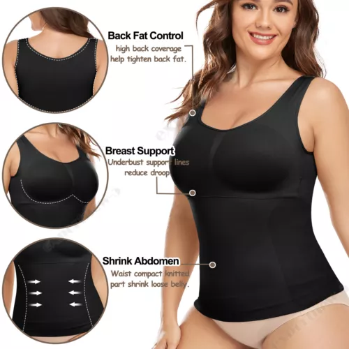 Woimen Tummy Control Slimming Compression Vests Shaping Tank Tops Padded Cami UK - Picture 3 of 21