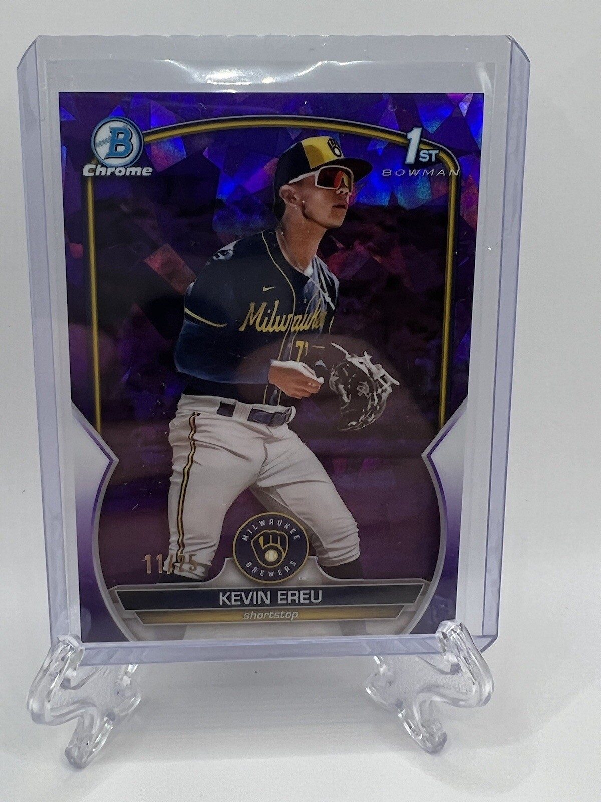 KEVIN EREU 2023 Bowman Chrome Sapphire 1ST PURPLE SAPPHIRE /25 #BCP-229 BREWERS