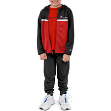 Champion Toddler Boys' Red/Black Active Hoodie, Joggers  Tee Set - 18M/2T/3T/4T