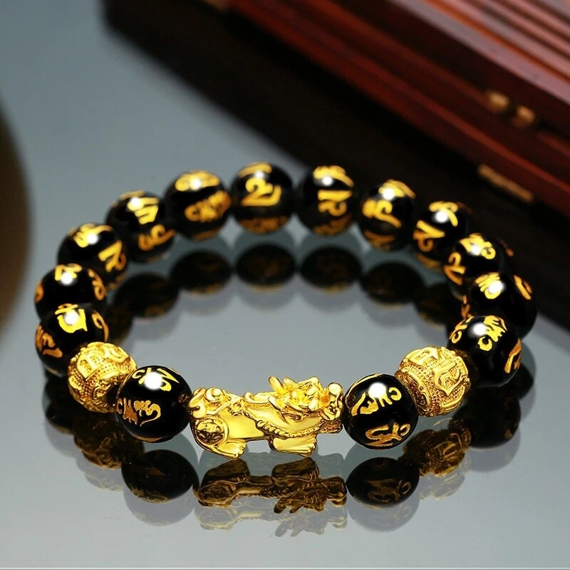 Obsidian gold bracelet outlet