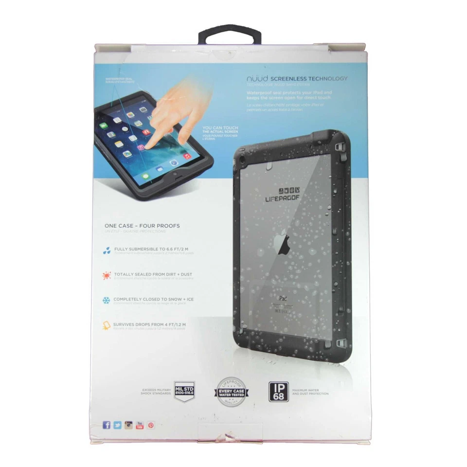 LIFEPROOF NUUD WATERPROOF CASE FOR IPAD AIR 2013 SCREENLESS FRONT BLACK 1901-01 - Image 2 of 2