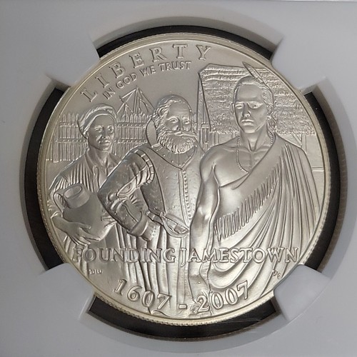 2007 P Jamestown 400th Anniversary Commemorative Unc. Silver Dollar - NGC MS70 - Picture 3 of 5