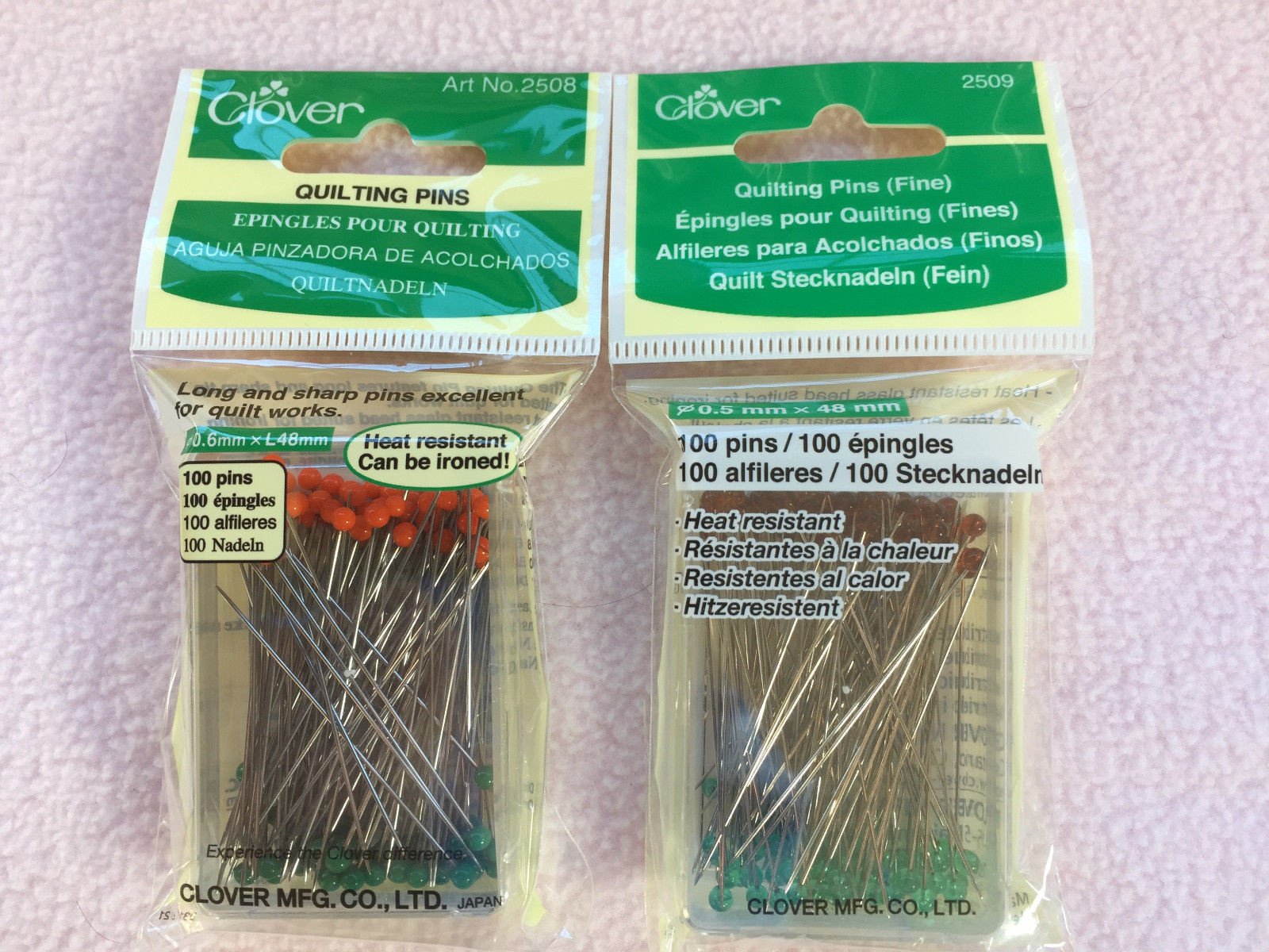 CLOVER QUILTING PINS 100 PINS 2508 0.6mm 2509 0.5mm ALL 48mm LONG eBay