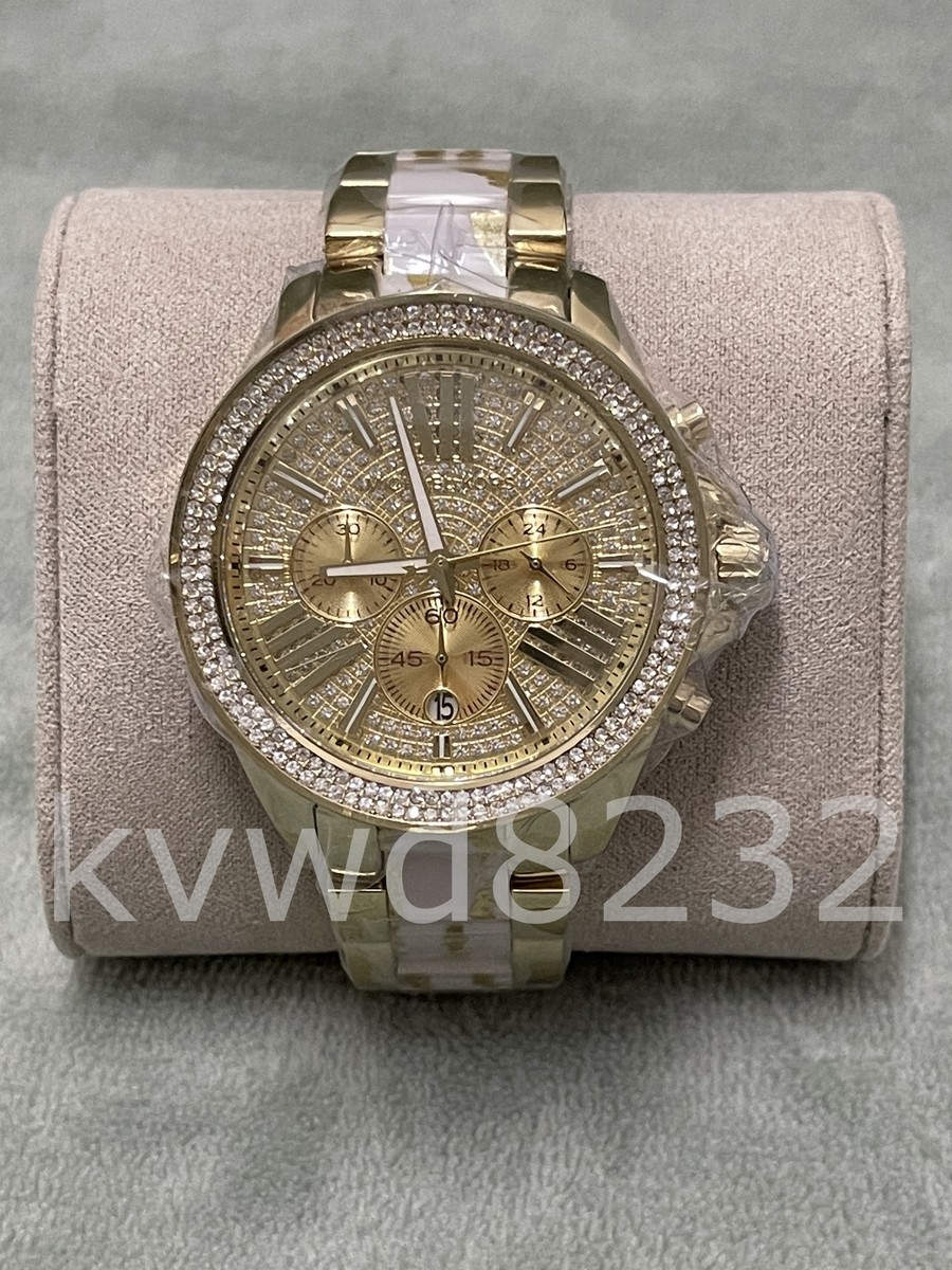 Michael Kors MK6157 Wren 42mm Gold Tone Crystal Chronograph Quartz