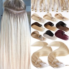 200PCS Micro Loop Ring Bead 100 Remy Human Hair Extensions Full Head THICK