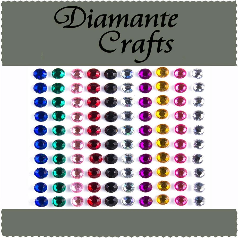 DIAMANTE CRAFTS 100 x 5mm Mixed Colour Diamante Self Adhesive Rhinestone Body Gems