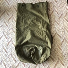 US Army Duffel Bag Large Canvas Military Green Back Pack. Two Holes/some Wear