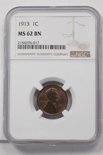 US 1913 Lincoln Wheat Cent Penny NGC MS 62 BN 2494 combine shipping*SFCOIN