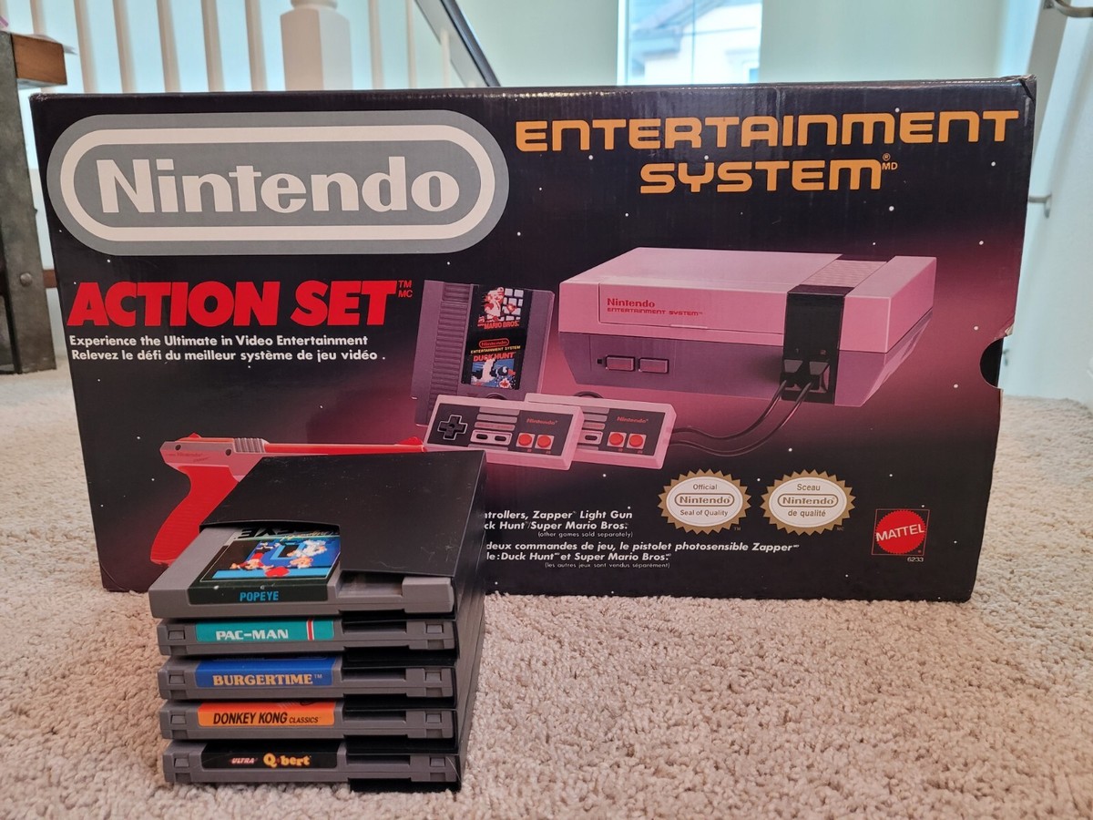 1988 Nintendo Entertainment System ACTION SET! BONUS 5 Extra NES