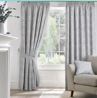 Dreams & Drapes Floral Pencil Pleat Curtains Pair 229 x 229cm Vintage Light Grey