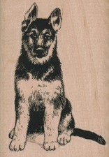 German Shepherd 2 x 2 3/4" Rubber Stamp, Dog Stamp, Dog Lover Stamp