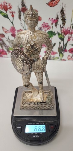 VINTAGE STERLING SILVER SUIT OF ARMOR SCULPTURE OR PAPER WEIGHT - Picture 7 of 8