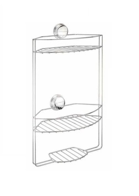 Twist And Lock Plus Suction Or Screw Fix 3 Tier Shower Caddy Storage Basket Ebay