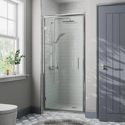 DIAMOND Framed Hinged Shower Door 760mm - 8mm Toughened Safety Glass Bathroom