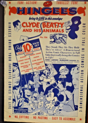 Hingees  Clyde Beatty & Animals Character Punch Outs (1944) Original Packaging