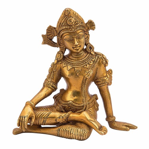 Religieux Fait à la Main Assis Indra The Tête Abaissée Laiton Figurine Religieux Fait à la Main Assis Indra The Tête Abaissée Laiton Figurine