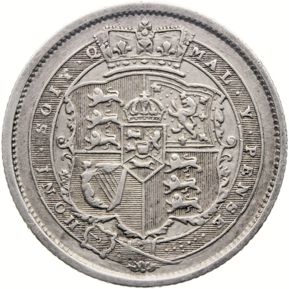 Rare 1819 over 3 Shilling George III Coin UK Silver (MO3506-) - Image 2 of 3