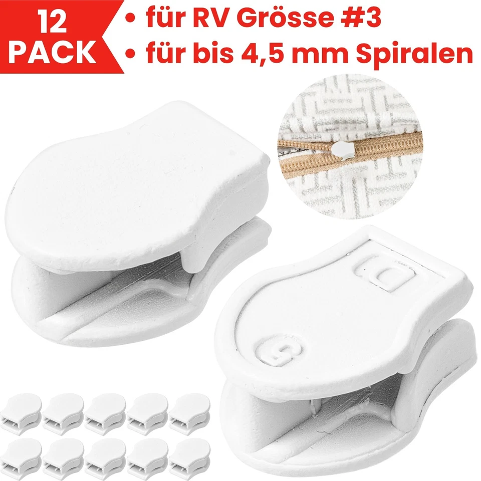 YOUR DAY MATE Schieber für Bettwäsche Reißverschluss Weiss Metall Größe 3 für Nylon Spirale