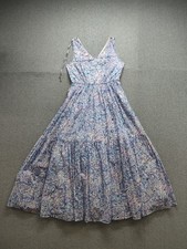 Talbots Women Maxi Dress 4 Pink Floral V Neck Sleeveless Tiered Summer Beach