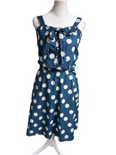 Marc by Marc Jacobs Polka Dot Cotton Dress 4 Blue White Bow Tie Retro Sweetheart