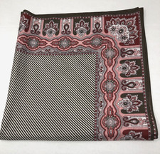 Vintage Glentex Scarf Paisley Pink Brown Italy Square 27"